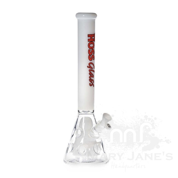 Hoss Glass 18" Holey Beaker Bong with Colored Top and Inner Section - White