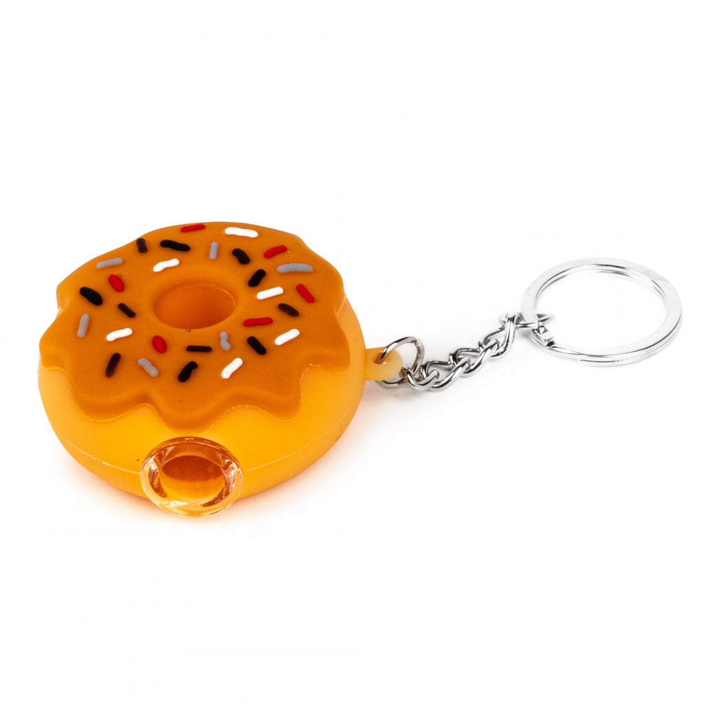 Lit Silicone 2.25" Donut Hand Pipe W/ Glass Bowl & Keychain