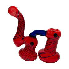 Frit Work Double Glass Bubbler - Red