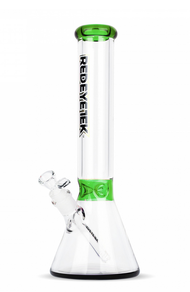 Tall Accent Beaker bong Tube Green with Extra Thick Base Red Eye Tek 14"