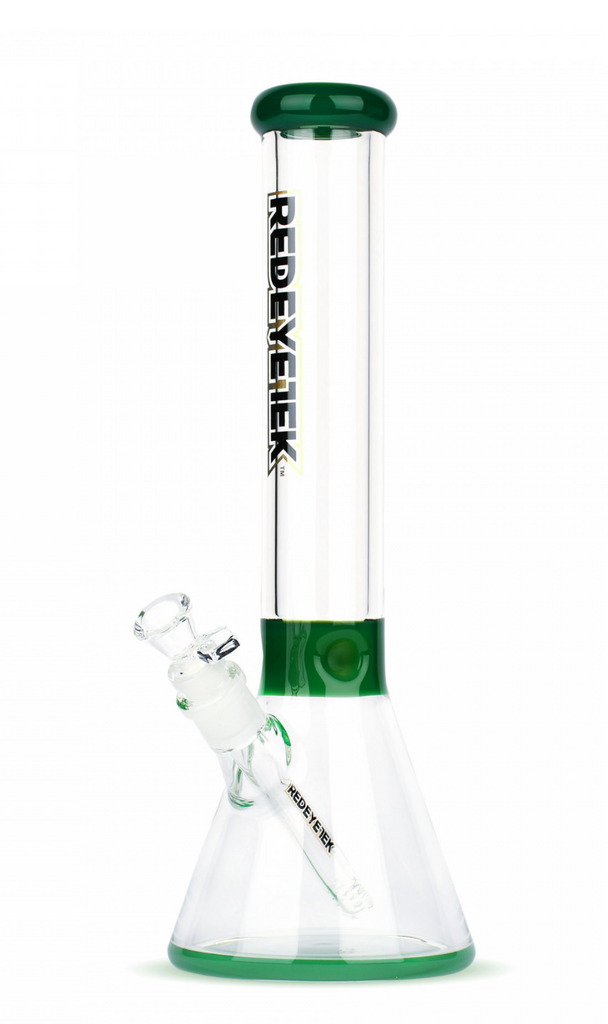 Tall Accent Beaker bong Tube Jade Green with Extra Thick Base Red Eye Tek 14"