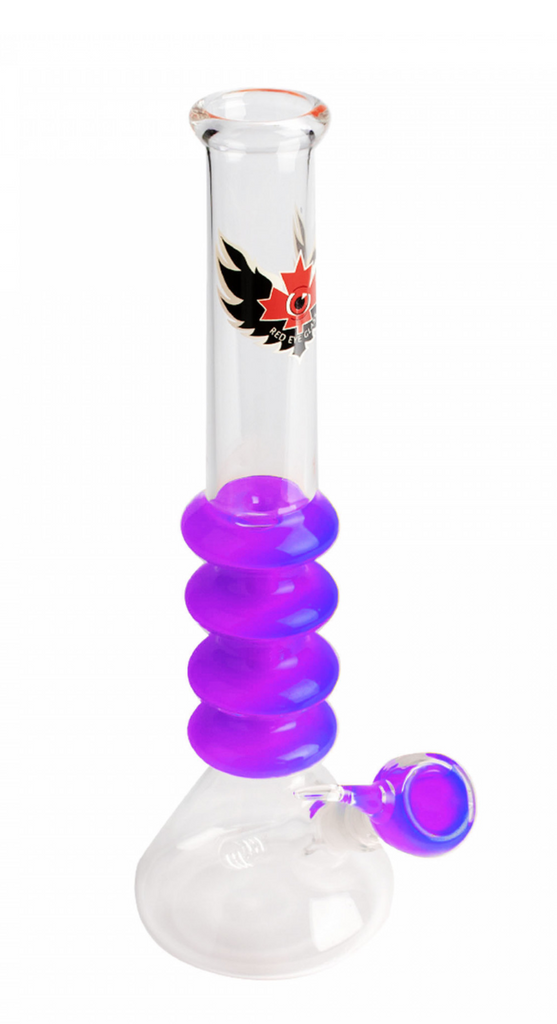 Sparkle Liquid Bong Purple Red Eye Glass 14"