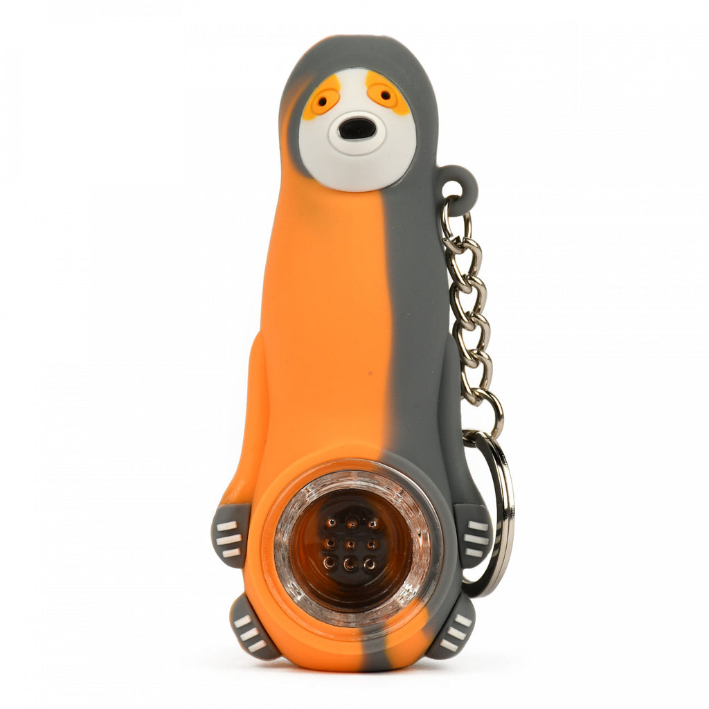 Sloth Pipe by LIT Silicone W/ Glass Bowl & Keychain