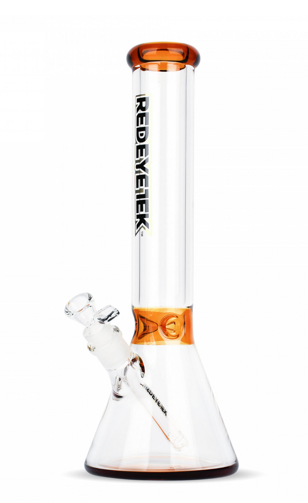 Tall Accent Beaker bong Tube Yellow with Extra Thick Base Red Eye Tek 14"